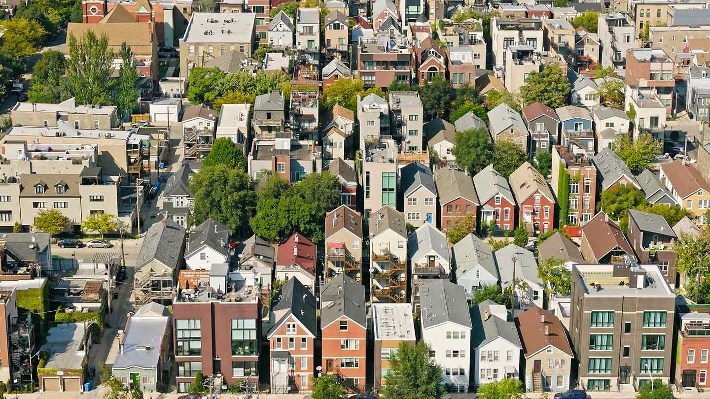 Aerial view of Chicago housing